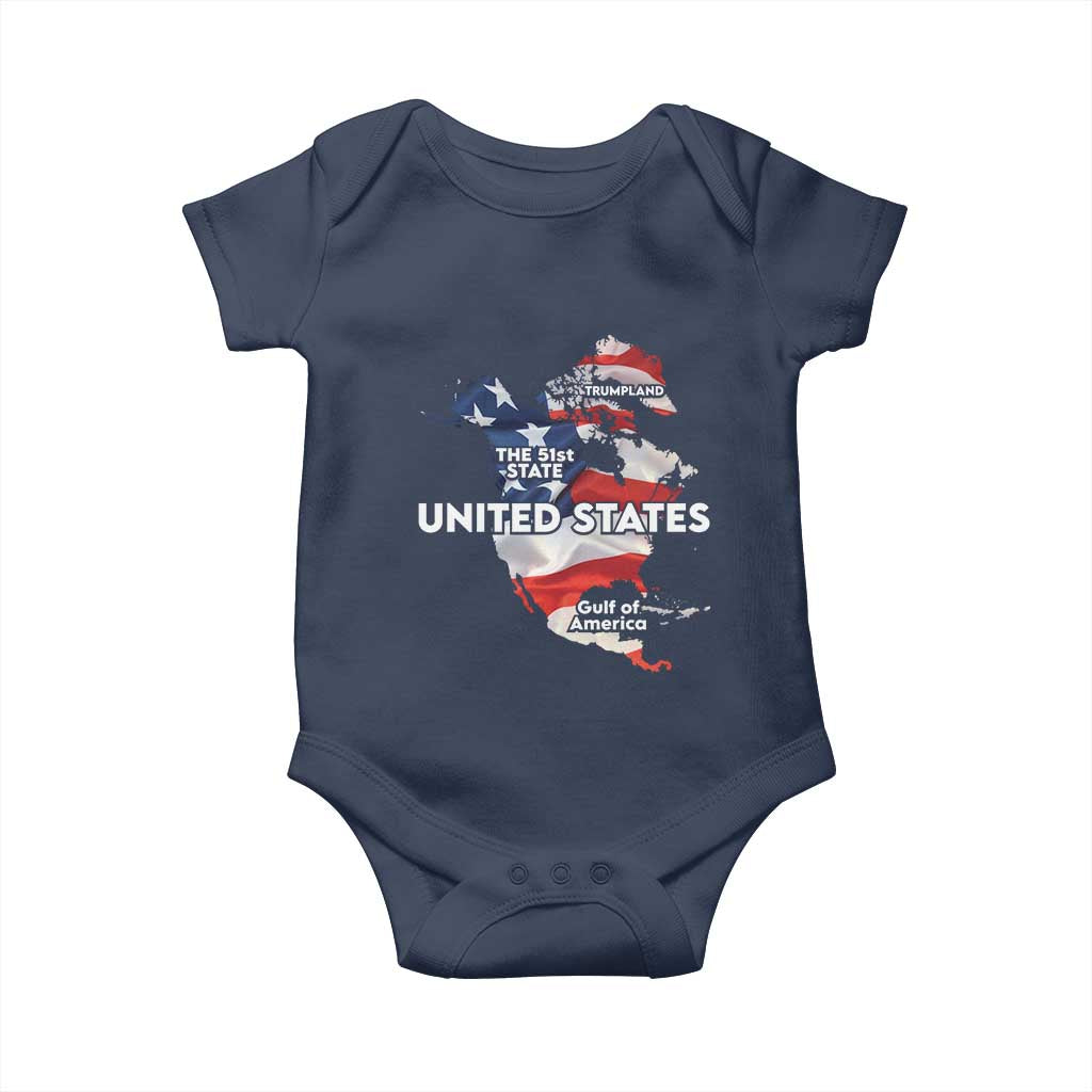 Funny Trump Map Of USA Baby Onesie Canada Greenland Gulf Of Mexico TS09 Navy Print Your Wear