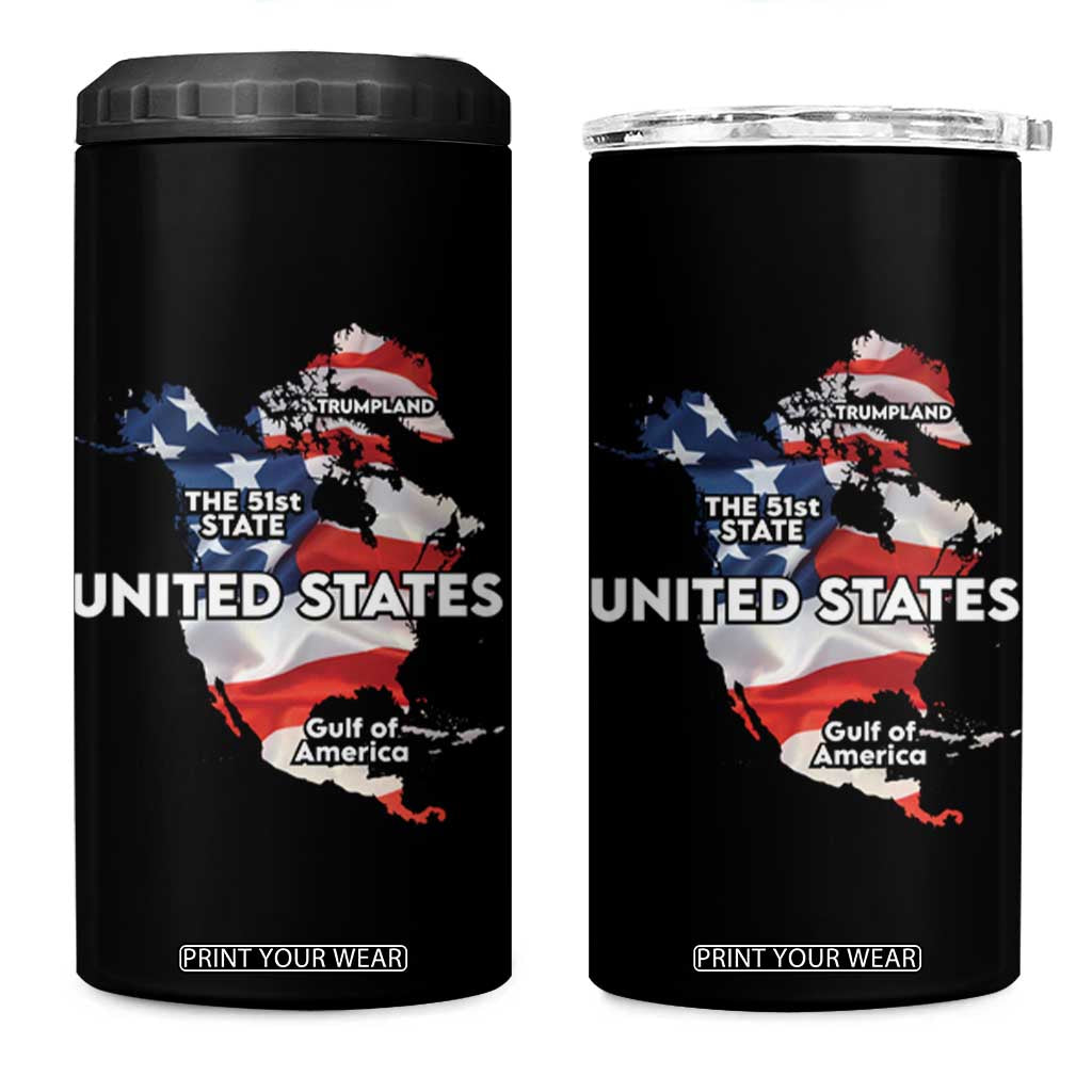 Funny Trump Map Of USA 4 in 1 Can Cooler Tumbler Canada Greenland Gulf Of Mexico TS09 One Size: 16 oz Black Print Your Wear
