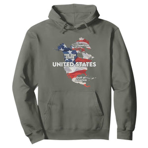 Funny Trump Map Of USA Hoodie Canada Greenland Gulf Of Mexico TS09 Military Green Print Your Wear