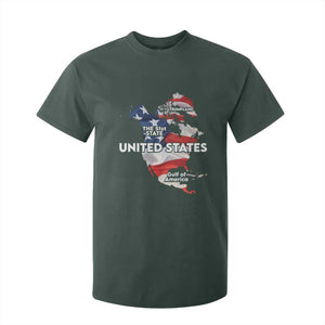 Funny Trump Map Of USA T Shirt For Kid Canada Greenland Gulf Of Mexico TS09 Dark Forest Green Print Your Wear