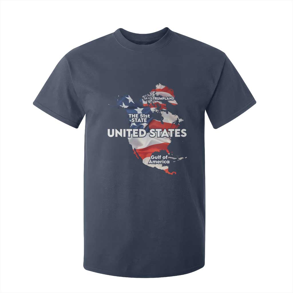 Funny Trump Map Of USA T Shirt For Kid Canada Greenland Gulf Of Mexico TS09 Navy Print Your Wear