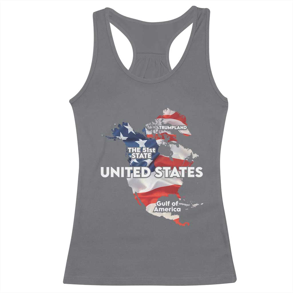 Funny Trump Map Of USA Racerback Tank Top Canada Greenland Gulf Of Mexico TS09 Charcoal Print Your Wear