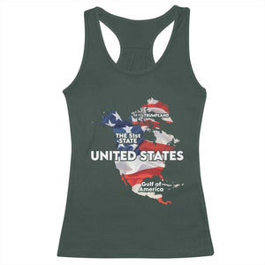 Funny Trump Map Of USA Racerback Tank Top Canada Greenland Gulf Of Mexico TS09 Dark Forest Green Print Your Wear