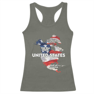 Funny Trump Map Of USA Racerback Tank Top Canada Greenland Gulf Of Mexico TS09 Military Green Print Your Wear