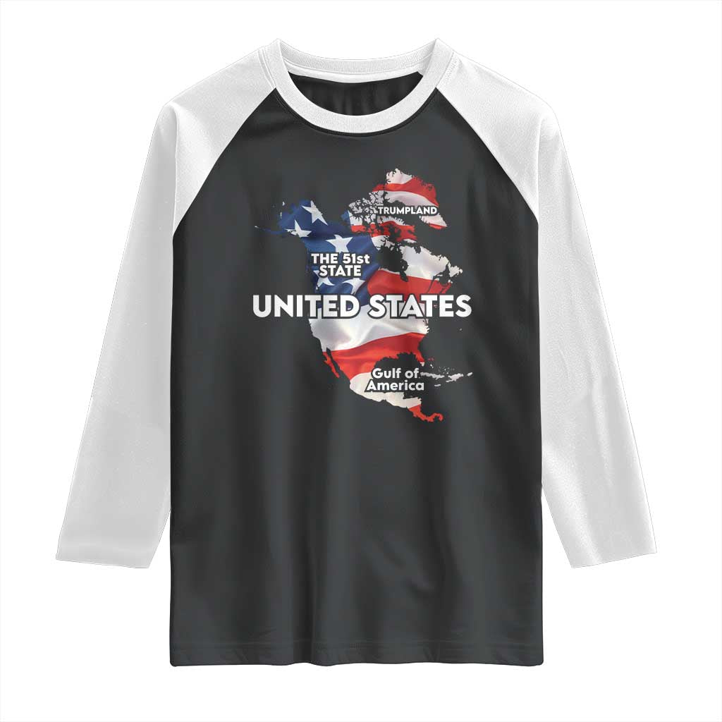 Funny Trump Map Of USA Raglan Shirt Canada Greenland Gulf Of Mexico TS09 Black White Print Your Wear