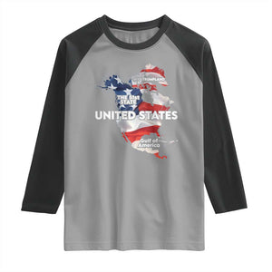 Funny Trump Map Of USA Raglan Shirt Canada Greenland Gulf Of Mexico TS09 Sport Gray Black Print Your Wear
