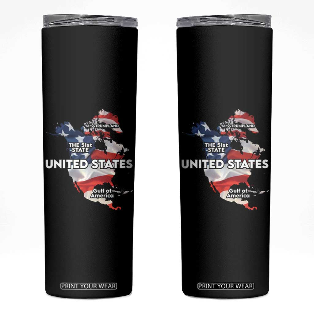 Funny Trump Map Of USA Skinny Tumbler Canada Greenland Gulf Of Mexico TS09 Black Print Your Wear