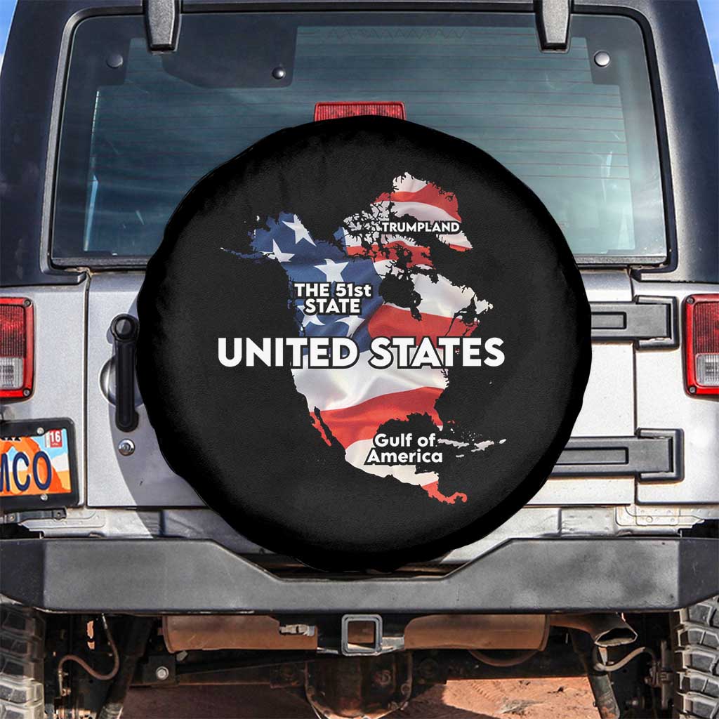 Funny Trump Map Of USA Spare Tire Cover Canada Greenland Gulf Of Mexico TS09 No hole Black Print Your Wear