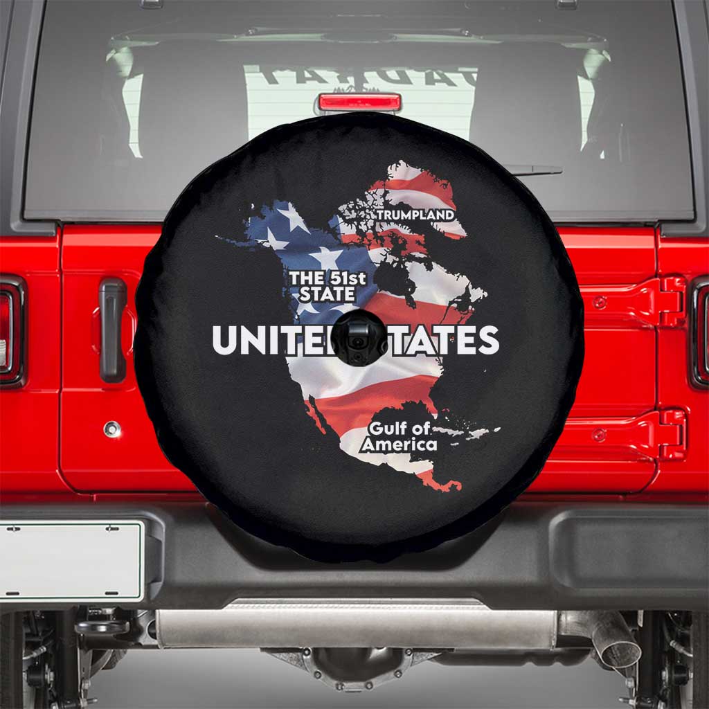 Funny Trump Map Of USA Spare Tire Cover Canada Greenland Gulf Of Mexico TS09 Black Print Your Wear