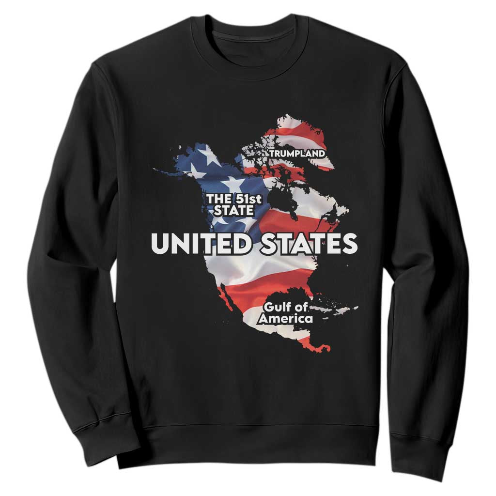 Funny Trump Map Of USA Sweatshirt Canada Greenland Gulf Of Mexico TS09 Black Print Your Wear