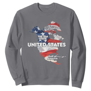 Funny Trump Map Of USA Sweatshirt Canada Greenland Gulf Of Mexico TS09 Charcoal Print Your Wear