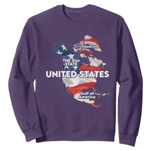 Funny Trump Map Of USA Sweatshirt Canada Greenland Gulf Of Mexico TS09 Purple Print Your Wear