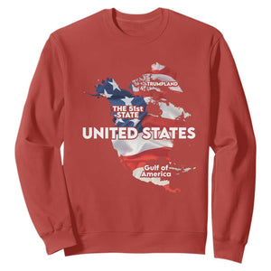 Funny Trump Map Of USA Sweatshirt Canada Greenland Gulf Of Mexico TS09 Red Print Your Wear