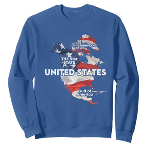 Funny Trump Map Of USA Sweatshirt Canada Greenland Gulf Of Mexico TS09 Royal Blue Print Your Wear