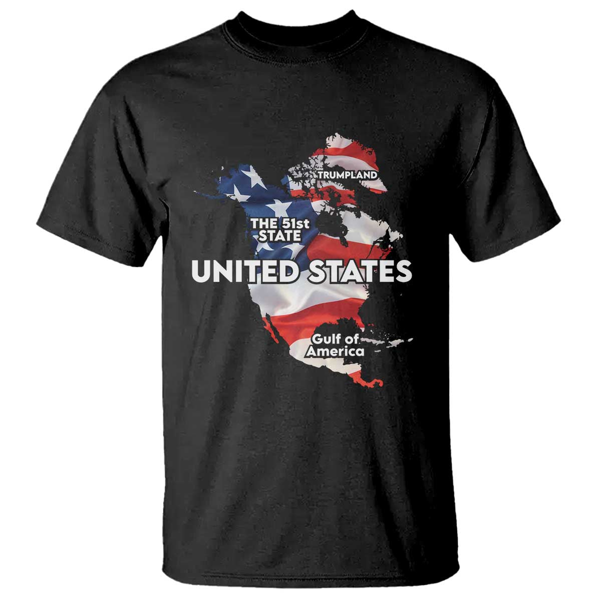 Funny Trump Map Of USA T Shirt Canada Greenland Gulf Of Mexico TS09 Black Print Your Wear
