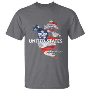 Funny Trump Map Of USA T Shirt Canada Greenland Gulf Of Mexico TS09 Charcoal Print Your Wear