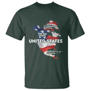 Funny Trump Map Of USA T Shirt Canada Greenland Gulf Of Mexico TS09 Dark Forest Green Print Your Wear