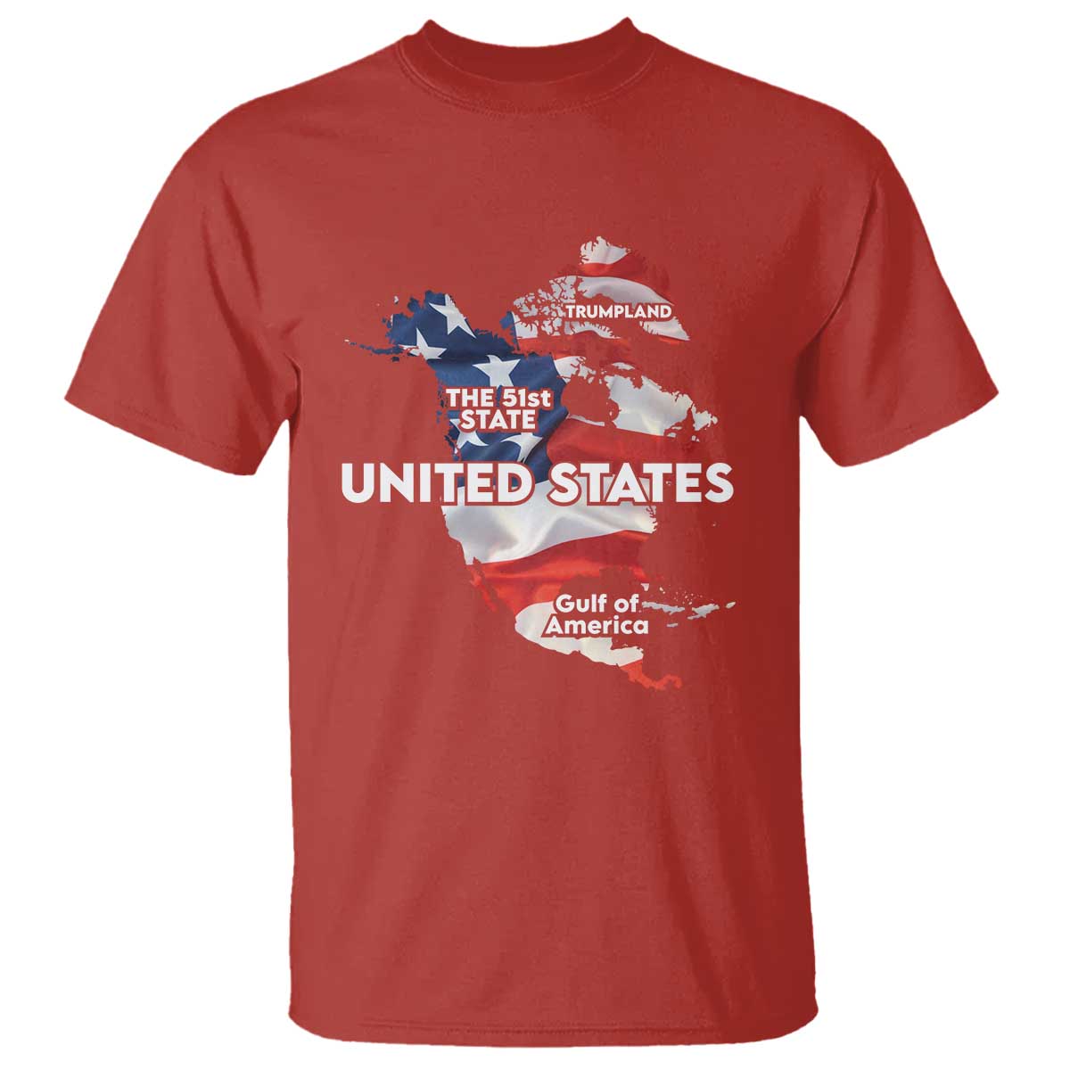 Funny Trump Map Of USA T Shirt Canada Greenland Gulf Of Mexico TS09 Red Print Your Wear