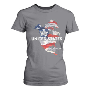 Funny Trump Map Of USA T Shirt For Women Canada Greenland Gulf Of Mexico TS09 Charcoal Print Your Wear