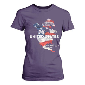 Funny Trump Map Of USA T Shirt For Women Canada Greenland Gulf Of Mexico TS09 Purple Print Your Wear