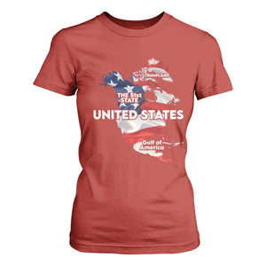 Funny Trump Map Of USA T Shirt For Women Canada Greenland Gulf Of Mexico TS09 Red Print Your Wear