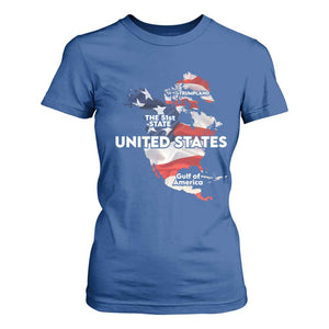 Funny Trump Map Of USA T Shirt For Women Canada Greenland Gulf Of Mexico TS09 Royal Blue Print Your Wear