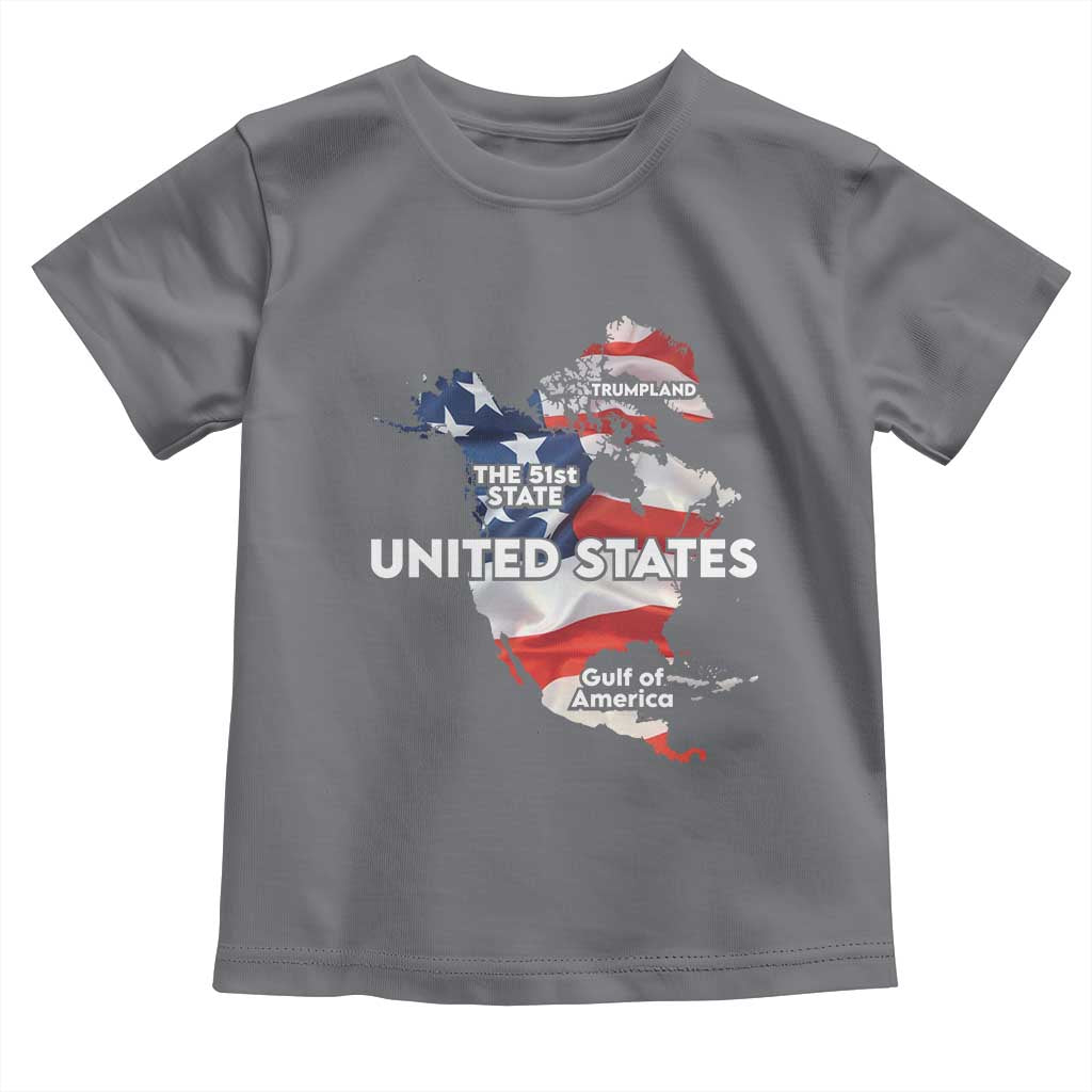Funny Trump Map Of USA Toddler T Shirt Canada Greenland Gulf Of Mexico TS09 Charcoal Print Your Wear