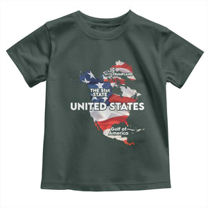 Funny Trump Map Of USA Toddler T Shirt Canada Greenland Gulf Of Mexico TS09 Dark Forest Green Print Your Wear