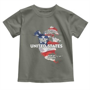 Funny Trump Map Of USA Toddler T Shirt Canada Greenland Gulf Of Mexico TS09 Military Green Print Your Wear