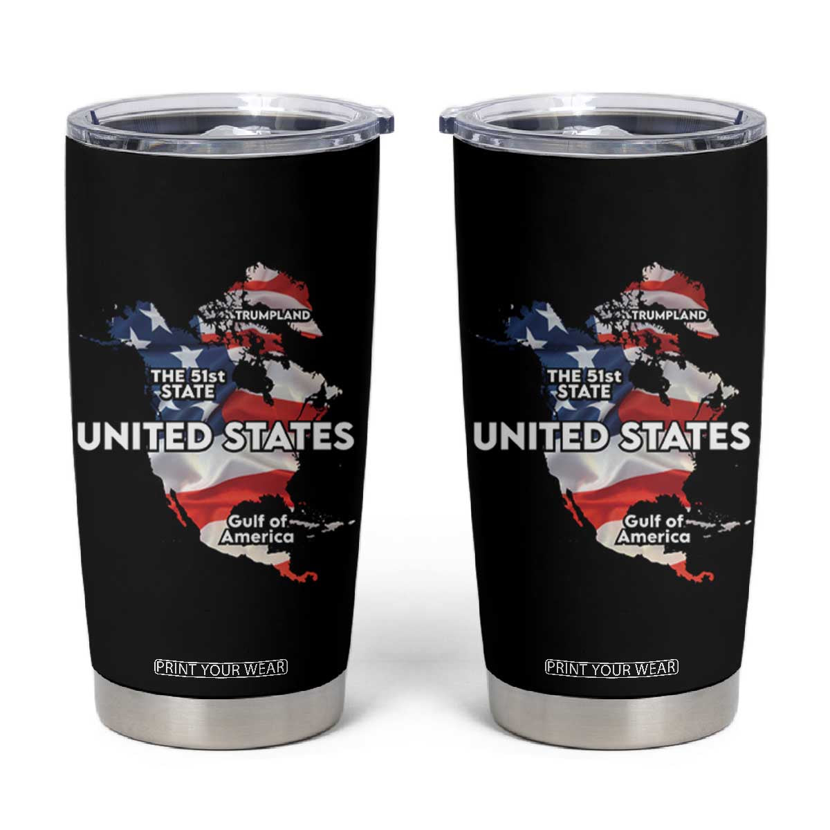 Funny Trump Map Of USA Tumbler Cup Canada Greenland Gulf Of Mexico TS09 Black Print Your Wear
