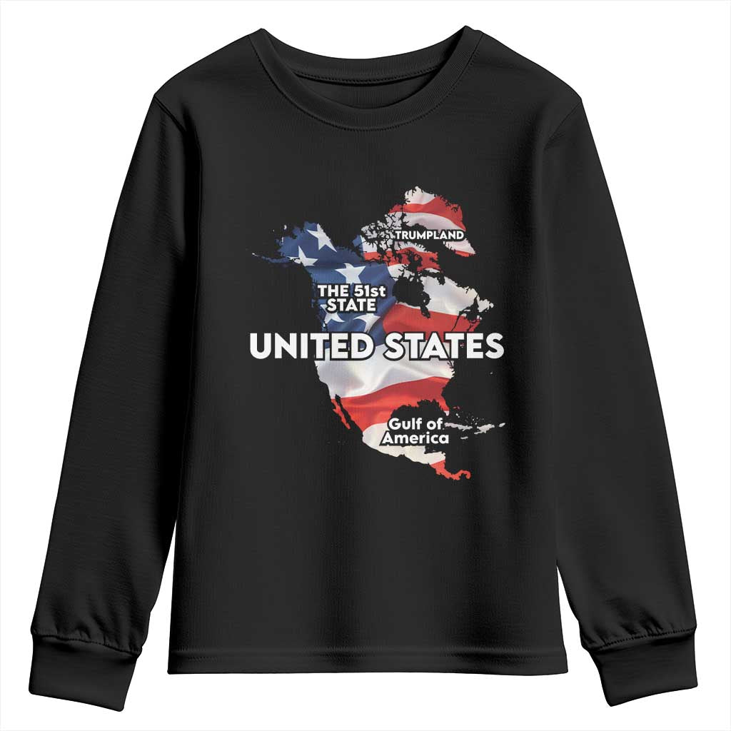 Funny Trump Map Of USA Youth Sweatshirt Canada Greenland Gulf Of Mexico TS09 Black Print Your Wear