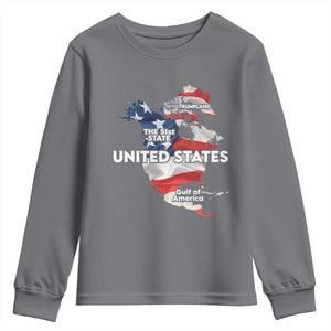 Funny Trump Map Of USA Youth Sweatshirt Canada Greenland Gulf Of Mexico TS09 Charcoal Print Your Wear