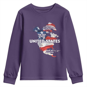 Funny Trump Map Of USA Youth Sweatshirt Canada Greenland Gulf Of Mexico TS09 Purple Print Your Wear