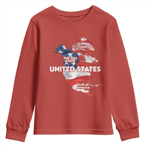 Funny Trump Map Of USA Youth Sweatshirt Canada Greenland Gulf Of Mexico TS09 Red Print Your Wear