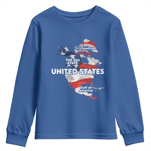 Funny Trump Map Of USA Youth Sweatshirt Canada Greenland Gulf Of Mexico TS09 Royal Blue Print Your Wear