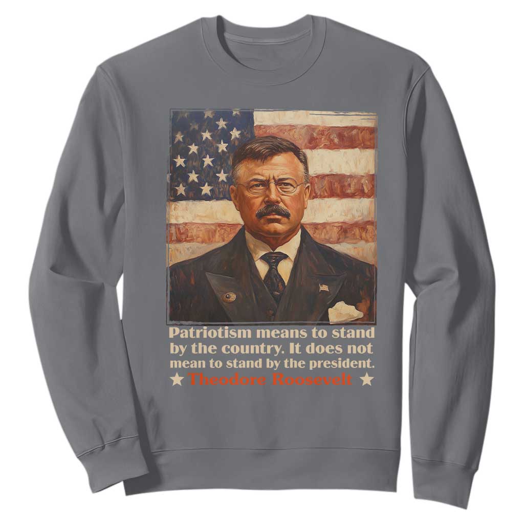 Theodore Roosevelt Sweatshirt Patriotism Means To Stand By The Country It Does Not Mean To Stand By The President TS09 Charcoal Print Your Wear