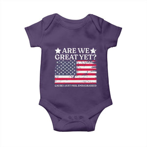 Are We Great Yet Baby Onesie Cause I Just Feel Embarrassed American Flag TS09 Purple Print Your Wear