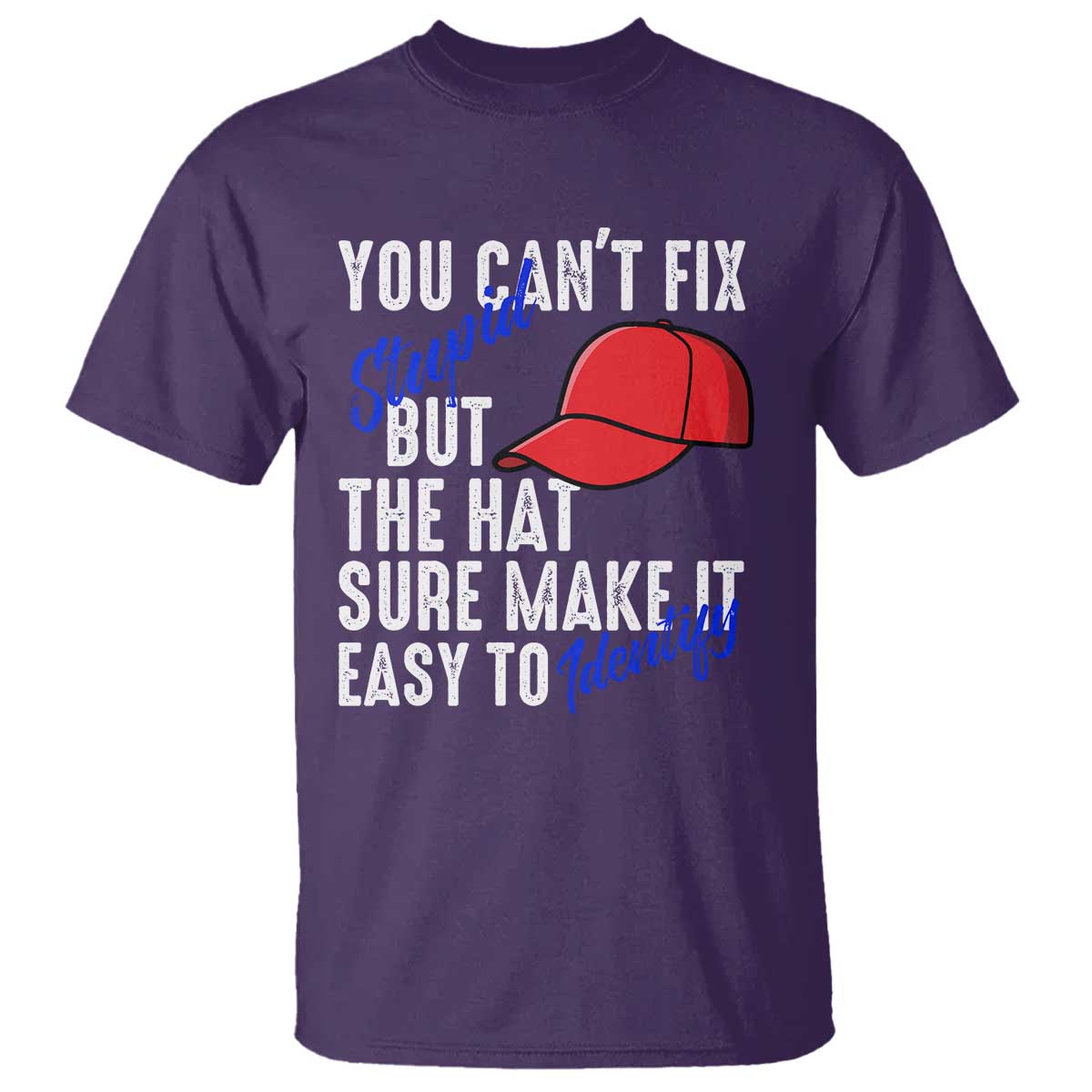 You Can't Fix Stupid But The Hats Sure Make It Easy Identify T Shirt TS09 Purple Print Your Wear