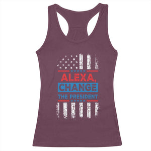 Funny Alexa Change The President Racerback Tank Top TS09 Maroon Print Your Wear