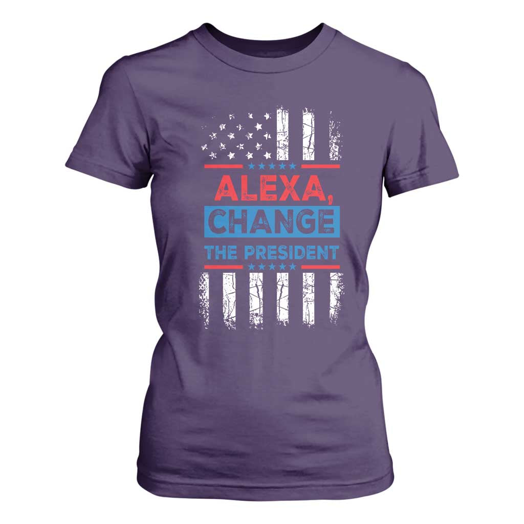 Funny Alexa Change The President T Shirt For Women TS09 Purple Print Your Wear
