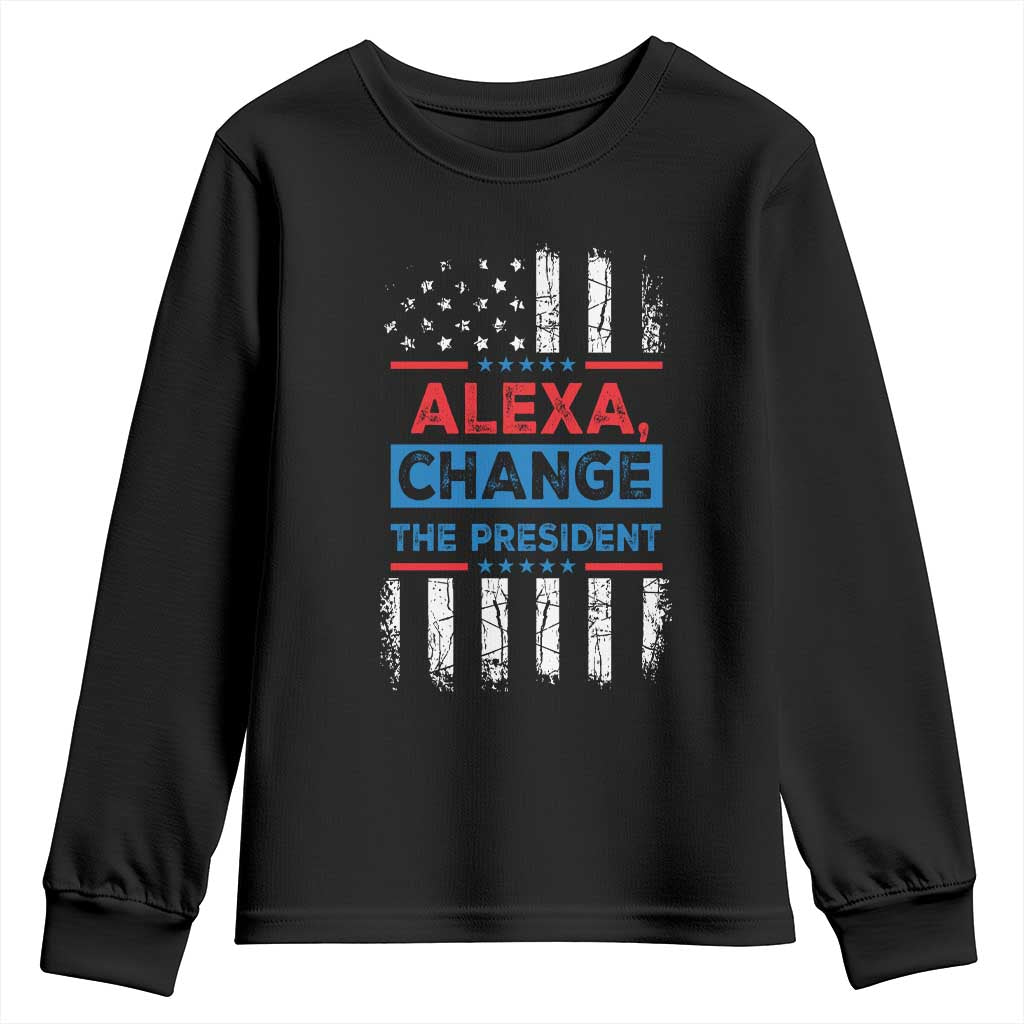 Funny Alexa Change The President Youth Sweatshirt TS09 Black Print Your Wear