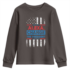 Funny Alexa Change The President Youth Sweatshirt TS09 Dark Chocolate Print Your Wear