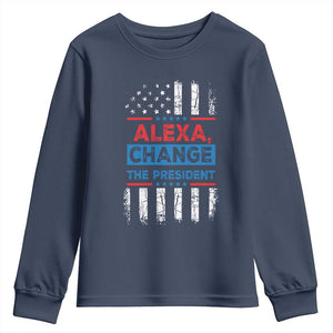 Funny Alexa Change The President Youth Sweatshirt TS09 Navy Print Your Wear