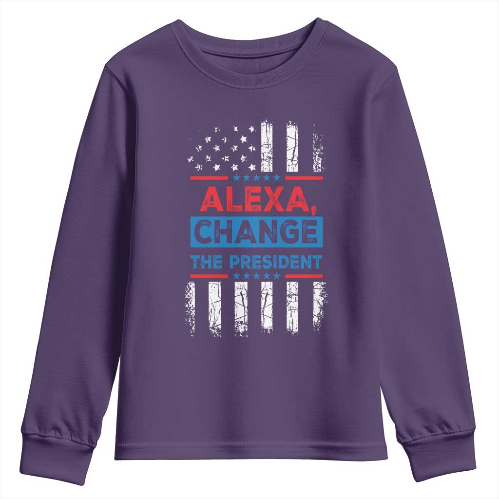 Funny Alexa Change The President Youth Sweatshirt TS09 Purple Print Your Wear