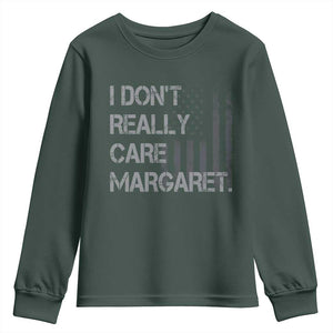 JD Vance Youth Sweatshirt I Don't Really Care Margaret American Flag TS09 Dark Forest Green Print Your Wear