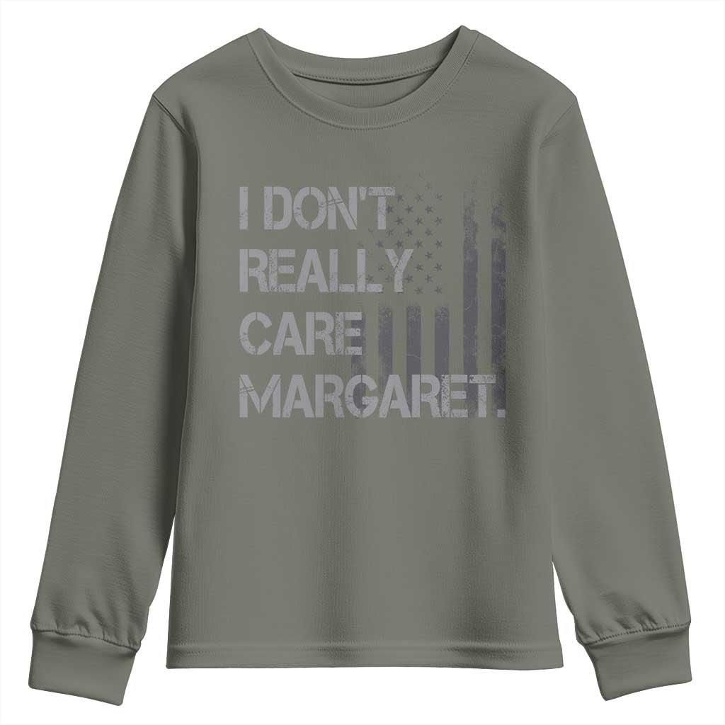 JD Vance Youth Sweatshirt I Don't Really Care Margaret American Flag TS09 Military Green Print Your Wear