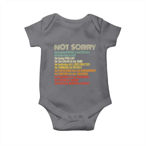 Trump Supporter Baby Onesie Not Sorry For Voting For Trump Believing America Is Great TS09 Charcoal Print Your Wear