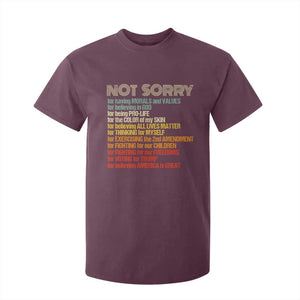 Trump Supporter T Shirt For Kid Not Sorry For Voting For Trump Believing America Is Great TS09 Maroon Print Your Wear