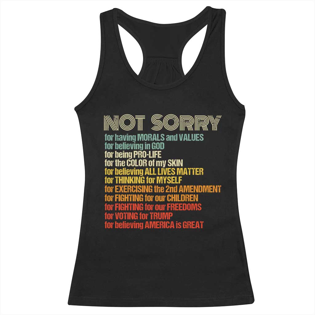 Trump Supporter Racerback Tank Top Not Sorry For Voting For Trump Believing America Is Great TS09 Black Print Your Wear