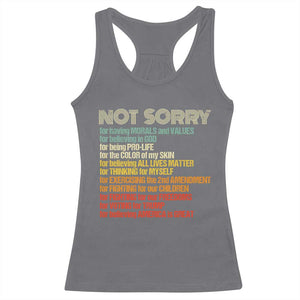 Trump Supporter Racerback Tank Top Not Sorry For Voting For Trump Believing America Is Great TS09 Charcoal Print Your Wear